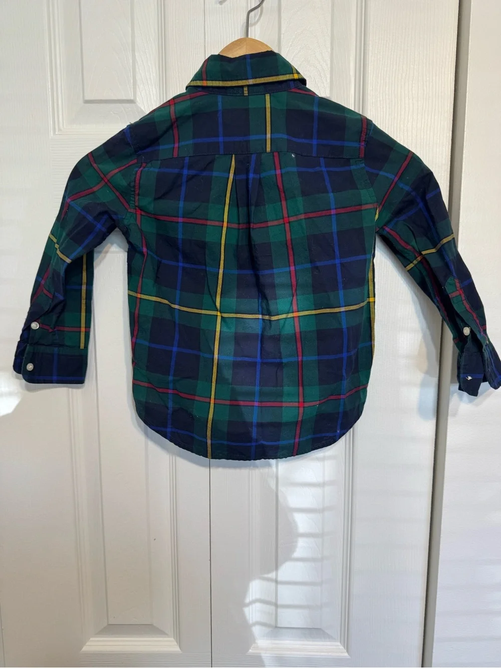 Ralph Lauren Green Plaid Button-Down Shirt size 3T 100%cotton